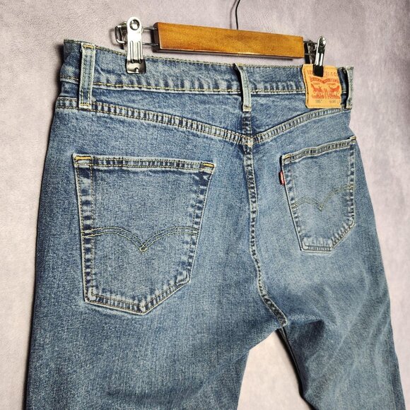 Levis‎ 505 Jeans Mens 34 36x30 Blue Medium Wash Straight Leg Zipper Fly Denim - Picture 5 of 15